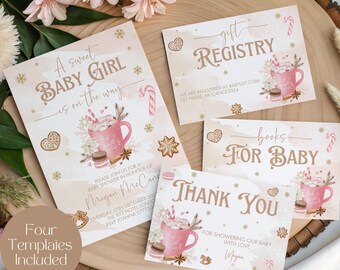 Winter Baby Shower Invite Bundle, Baby It's Cold Outside, Hot Chocolate Baby Shower, Hot Cocoa, Gingerbread, Christmas Baby Shower, LB0042