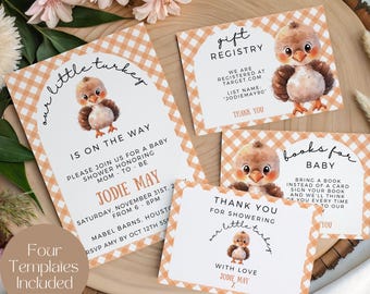 Paquete de invitaciones para baby shower "Un pavito", set de invitaciones para baby shower de Acción de Gracias, "Un pavito está en camino", baby shower de otoño, LLT