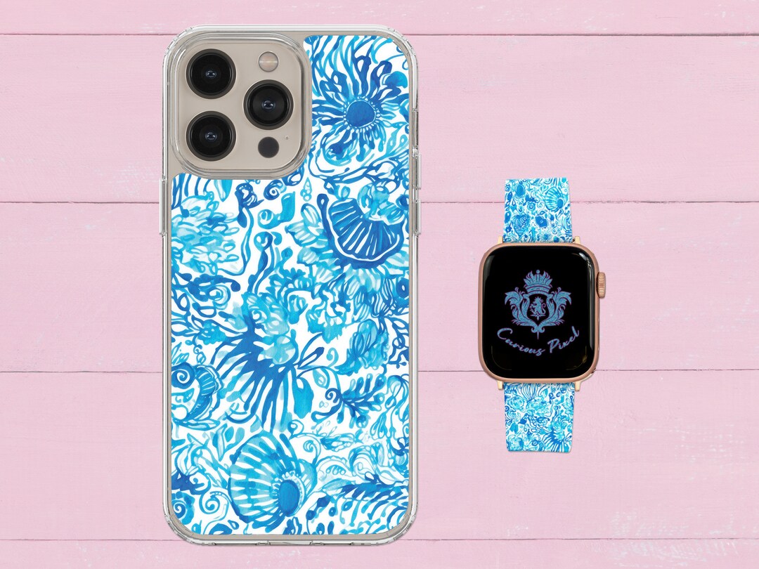 Custom Apple Watch Band Cute Apple Watch Band Blue White Ocean Shells