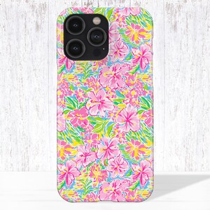 Preppy Cute iPhone Case Lilly P Inspired pink green floral phone case for iphone 14 13 pro max 12 11 Clear Case Tough Thin phone case trendy