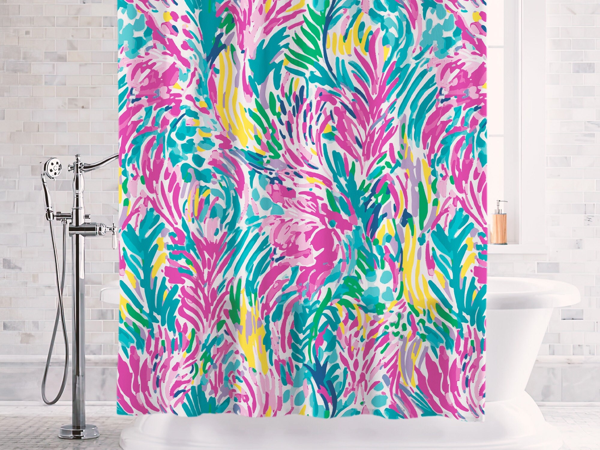 Shower Curtain Lilly Pulitzer - Etsy, image size:2000x1500