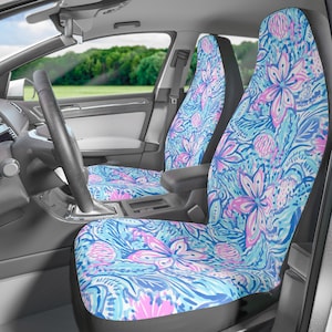 Kawaii Pink Strawberry Milk Car Seat Covers, Cute Pastel