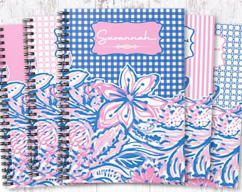 Personalized Journal Pink Blue Custom notebook gift preppy journal bachelorette gifts for bridal party wedding favor gift for bridesmaid