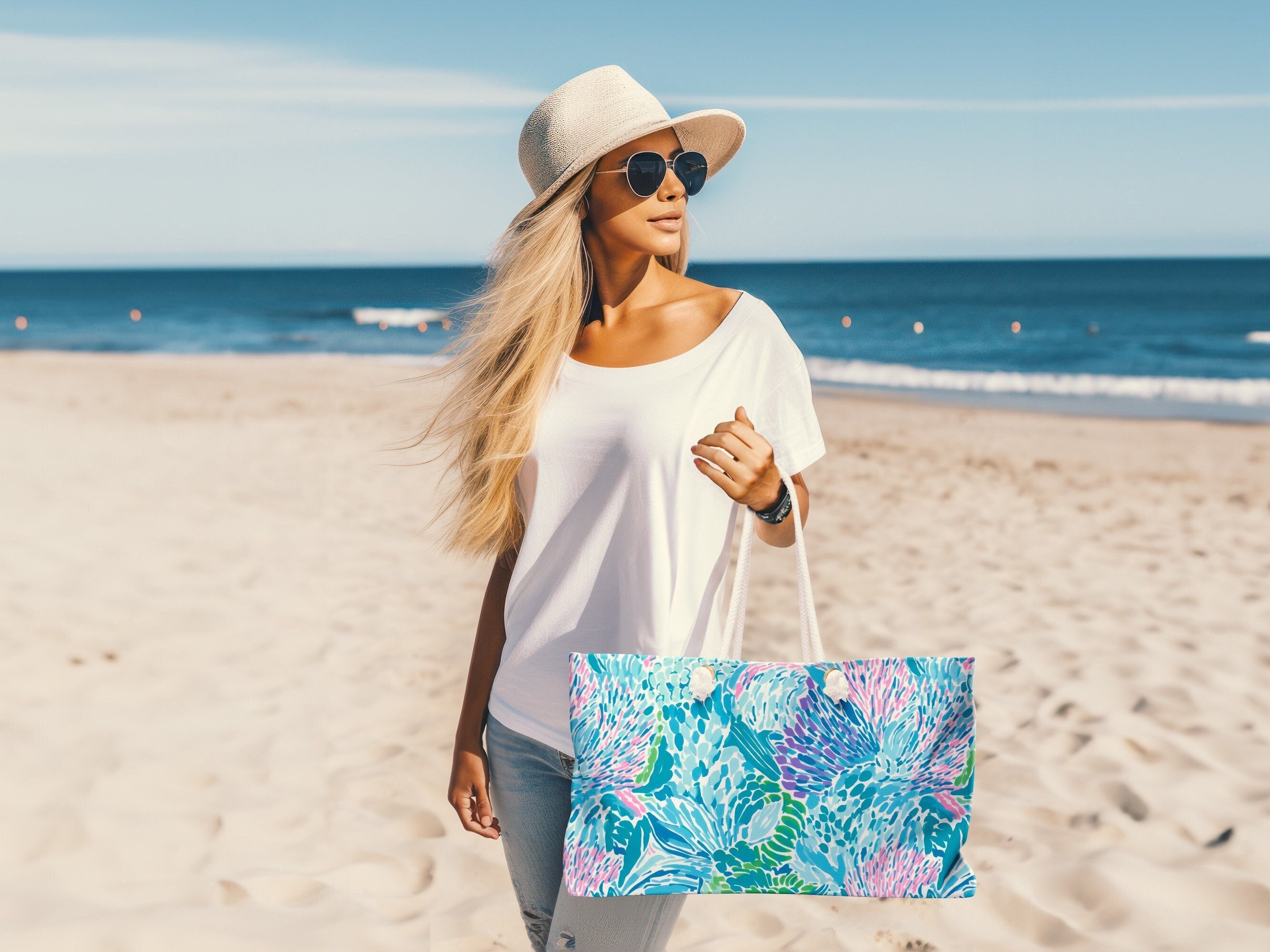 Personalized Lilly Flamingo Canvas Tote Bag - White