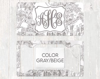 Monogram Tag Matching Plate Frame cute front license plate floral print for vehicle tag personalized initials plate preppy car accessories