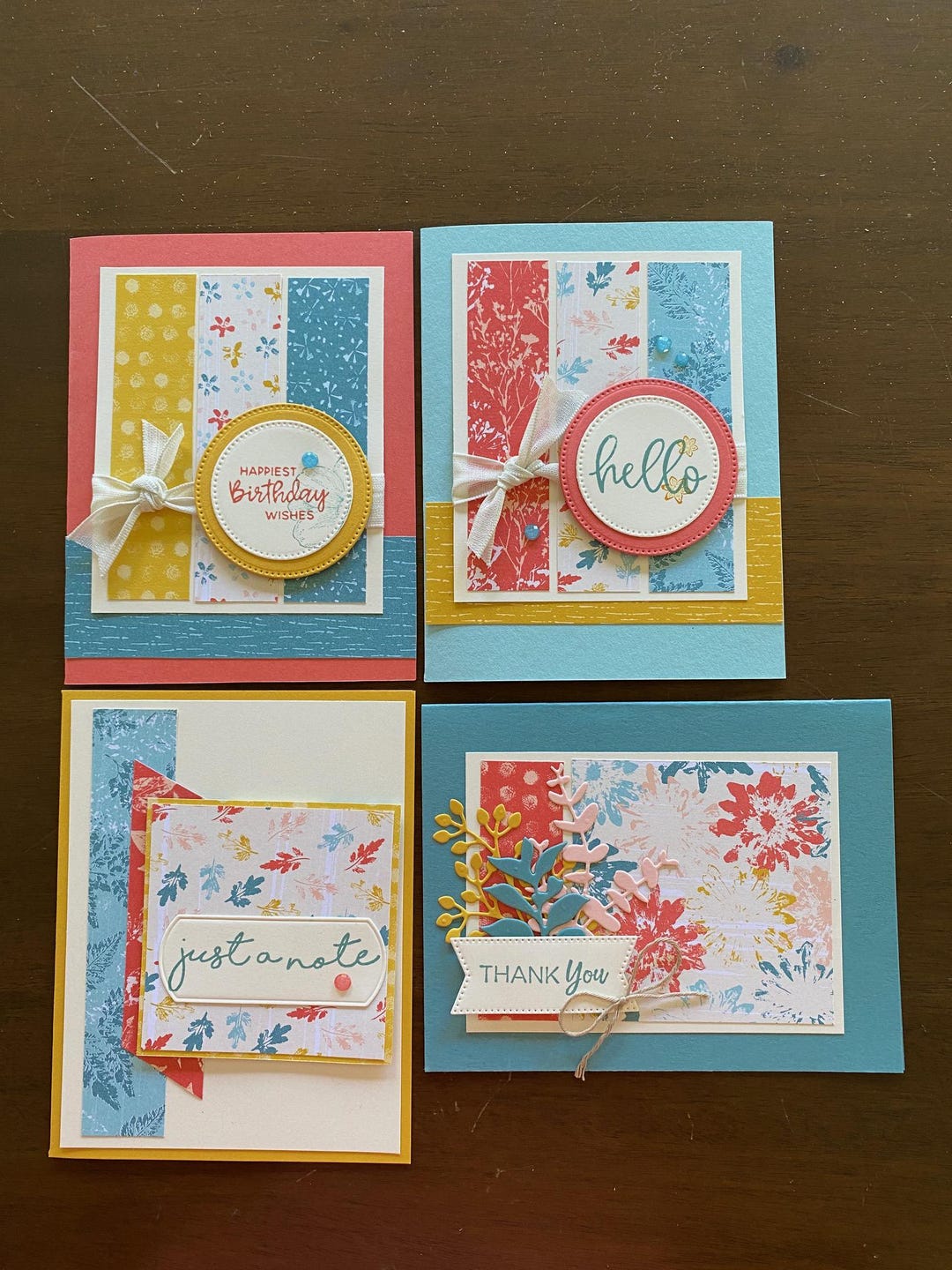 Floral Handmade Greeting Card Set | Birthday, Thank You, Hello - Etsy