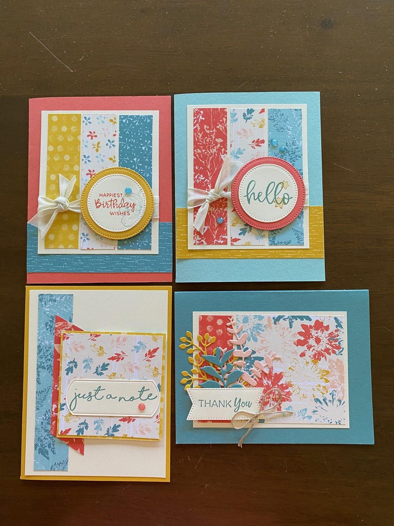 Floral Handmade Greeting Card Set | Birthday, Thank You, Hello - Etsy