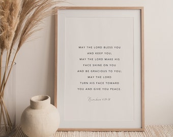 Numbers 6:24-26, May the Lord Bless You & Keep You, Bible Verse Wall Art, Scripture Wall Art, Blessings Wall Art, Baptism Gift, Christian