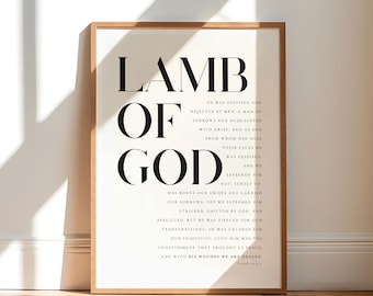 Isaiah 53:3-5 Bible Verse Print, Lamb of God, Christian Easter (Digital Download)