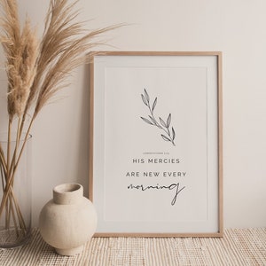Wehklagen 3:23, Seine Barmherzigkeit ist jeden Morgen neu, Bibelvers druckbar, Schrift Wandkunst, christlicher Glaube Wandkunst, druckbare Taufe