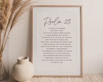 Psalm 23 Wall Art, Modern Christian Print (Digital Download)