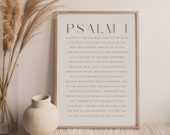 Psalm 1 Bible Verse Print, Christian Scripture Art (Digital Download)