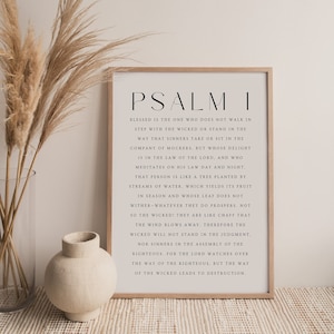 Psalm 1, Blessed is the one, Psalm 1 Print, Bible Verse Printable Wall Art, Christian Prints, Scripture Wall Art, Modern Christian Wall Art