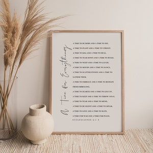Ecclesiastes 3:1-8, A Time For Everything, Bible Verse Printable, Modern Christian Printable, Minimalistic, Scripture Print, Christian Decor