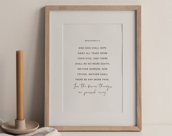 Revelation 21:4 Printable, Sympathy Gift, Christian Funeral Art (Digital Download)