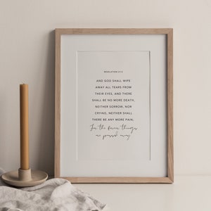 Revelation 21:4, God Shall Wipe Away All Tears, Sympathy Gift, Sympathy Bible Verse, Christian Funeral Printable, In Loving Memory Wall Art