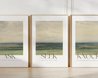 Matthew 7:7 Ask Seek Knock Christian Wall Art Set (Digital Download)