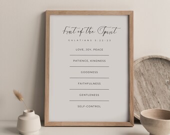 Galatians 5:22-23, Fruit of the Spirit Wall Art, Fruit of the Spirit Poster, Bible Verse Wall Art, Scripture Printable, Modern Christian Art