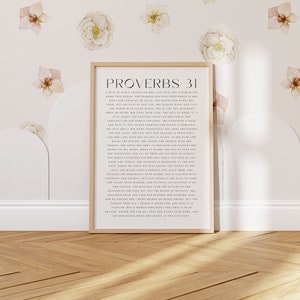 Proverbs 31, A Wife of Noble Character, Mother&#39;s Day Christian Printable, Christian Gift for Mom, She is Clothed with Strength & Dignity Art
