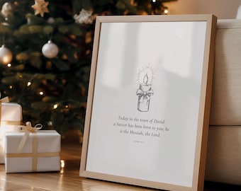 Luke 2:11, Today in the town of David, Christian Christmas Wall Art, Christmas Bible Verse Printable, Christmas Prints, Christmas Scripture
