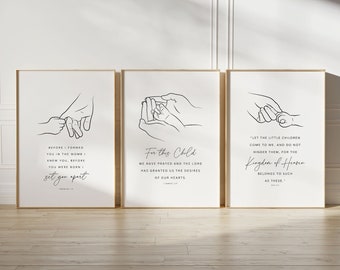 Set of 3 Nursery Bible Verse Wall Art, Nursery Scripture, Christian Nursery Wall Art, Christian Nursery Decor, Baby Room Decor, Nursery Art