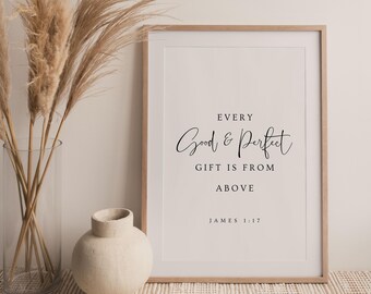 James 1:17 Scripture Nursery Art, Minimal Christian Wall Decor (Digital Download)
