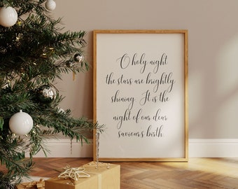 O Holy Night Printable, O Holy Night Wall Art, Christmas Wall Art, Christmas Prints, Christmas Hymn Wall Art, Christian Christian Printable