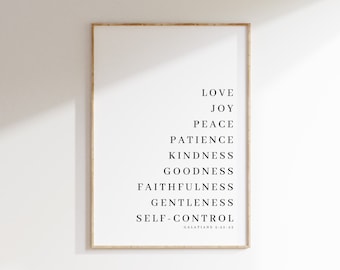 Galater 5:22-23, Frucht des Geistes Wandkunst, Bibelvers druckbar, christlich druckbar, Frucht des Geistes Druck, Schrift Wandkunst