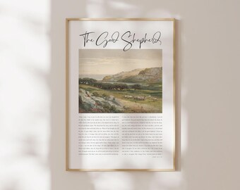 The Good Shepherd Bible Verse Print, John 10:1-18 Scripture Wall Art (Digital Download)