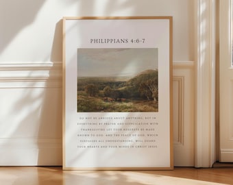 Philippians 4:6-7 Printable, Vintage Scripture Wall Art (Digital Download)