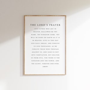 Arte de pared imprimible de la oración del Señor, arte de la pared cristiana, oración imprimible, arte de la pared del verso de la Biblia, impresión de las escrituras, cartel de la oración del Señor