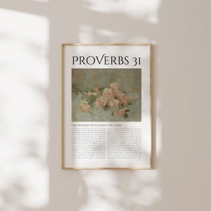 Proverbs 31, She is Clothed With Strength & Dignity, Bible Verse Wall Art, Christian Printable, Vintage Christian Wall Art, Vintage Wall Art