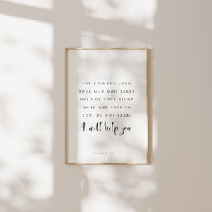 Isaiah 41:13, For I am the LORD Your God, Modern Christian Printable, Christian Nursery Wall Art, Nursery Bible Verse, Nursery Scripture Art