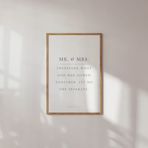 Mark 10:9, What God Has Joined Together Let No Man Separate, Christian Wedding Print, Wedding Art, Wedding Bible Verse Gift, Wedding Poster