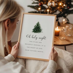 Oh Holy Night Wall Art, Christian Christmas Wall Art, Christian Christmas Printable, Christmas Wall Decor, Oh Holy Night Print Christmas Art