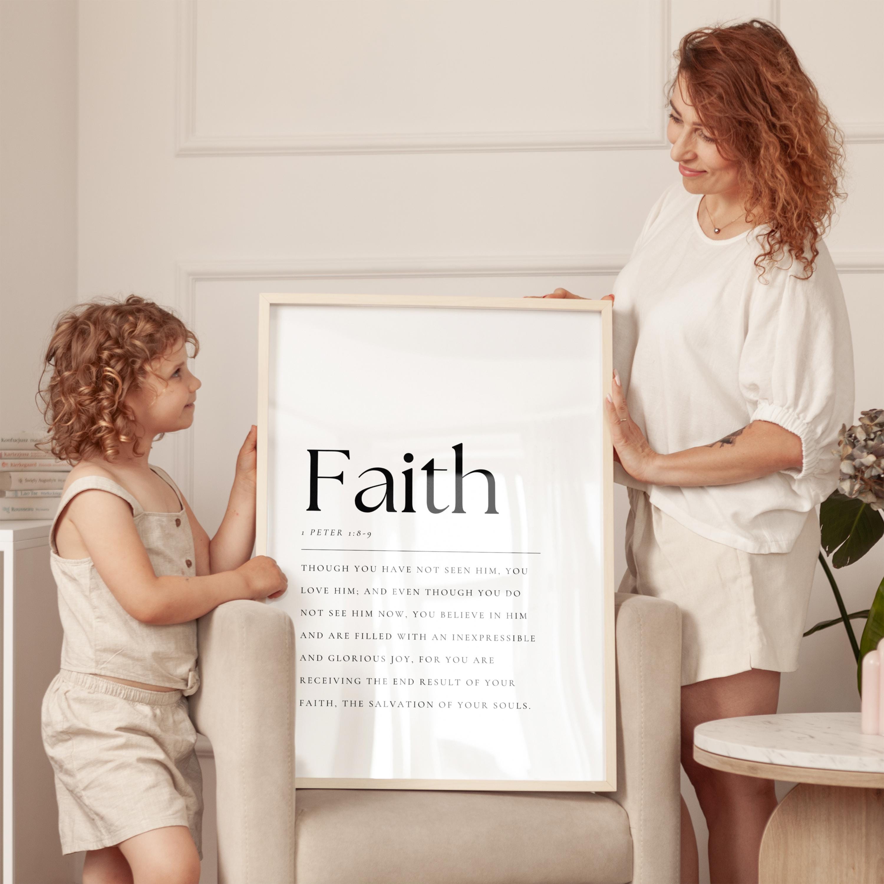 Def. Peter 1 Peter 1:8-9, Faith Definition Wall Art, Faith Printable, Modern ...