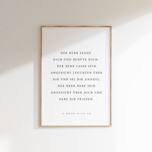 Numbers 6:24-26, The Lord Bless You, Christian German Printable, German Bible Verse, Christliche Wandkunst Biblevers Poster, Scripture Print