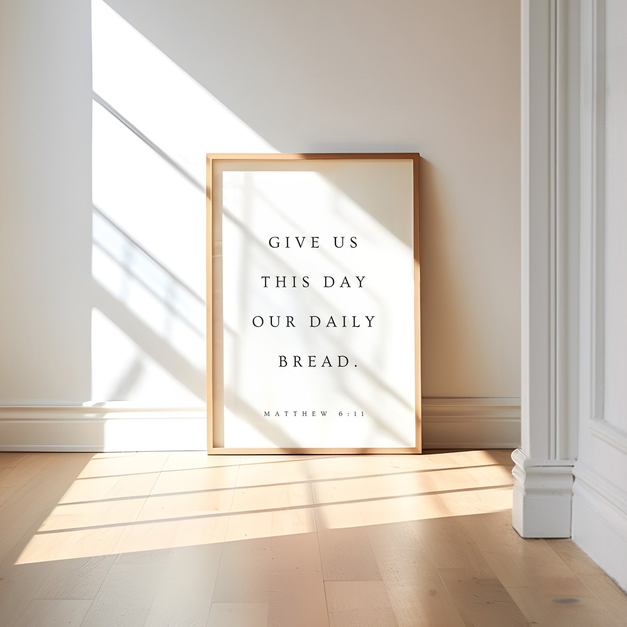 Matthew 6:11, Give Us This Day Our Daily Bread, Christian Dining Room Wall Art, Dining Room Prints, Dining Room Bible Verse, Kitchen Prints