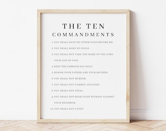 The Ten Commandments Bible Verse Wall Art, Ten Commandments Printable, Exodus 20, Bible Verse Poster, Ten Commandments Poster, Minimal Art