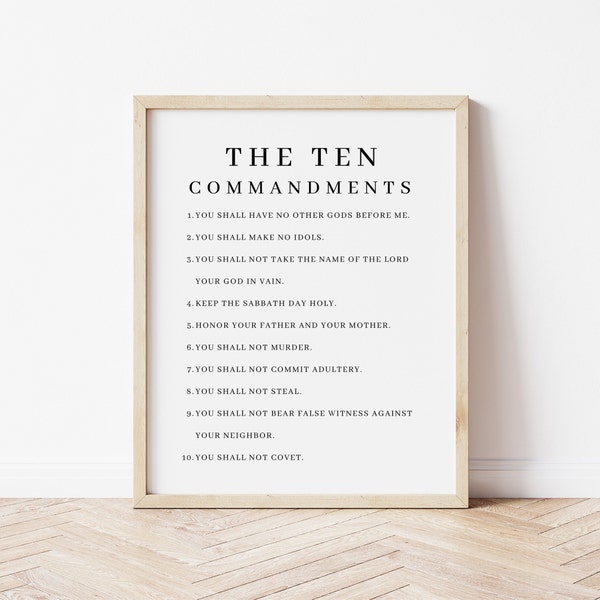 The Ten Commandments Bible Verse Wall Art, Ten Commandments Printable, Exodus 20, Bible Verse Poster, Ten Commandments Poster, Minimal Art