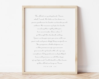 Psalm 23, The Lord is My Shepherd Wall Art, The Lord is My Shepherd Printable, Printable Bible Verse, Christian Wall Art, Psalm 23 Printable