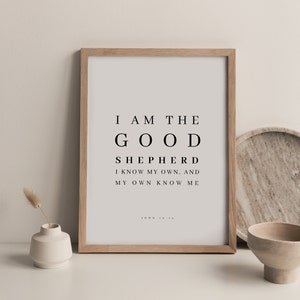 John 10:14, I am the Good Shepherd, The Good Shepherd Wall Art, Bible Verse Printable, Scripture Wall Art, Christian Wall Art, Nursery Print