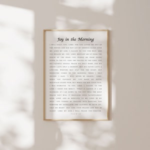Psalm 30, Joy in the Morning, I Will Exalt You Lord, Psalm Print, Modern Christian Printable, Bible Verse Wall Art, Minimal Scripture Prints