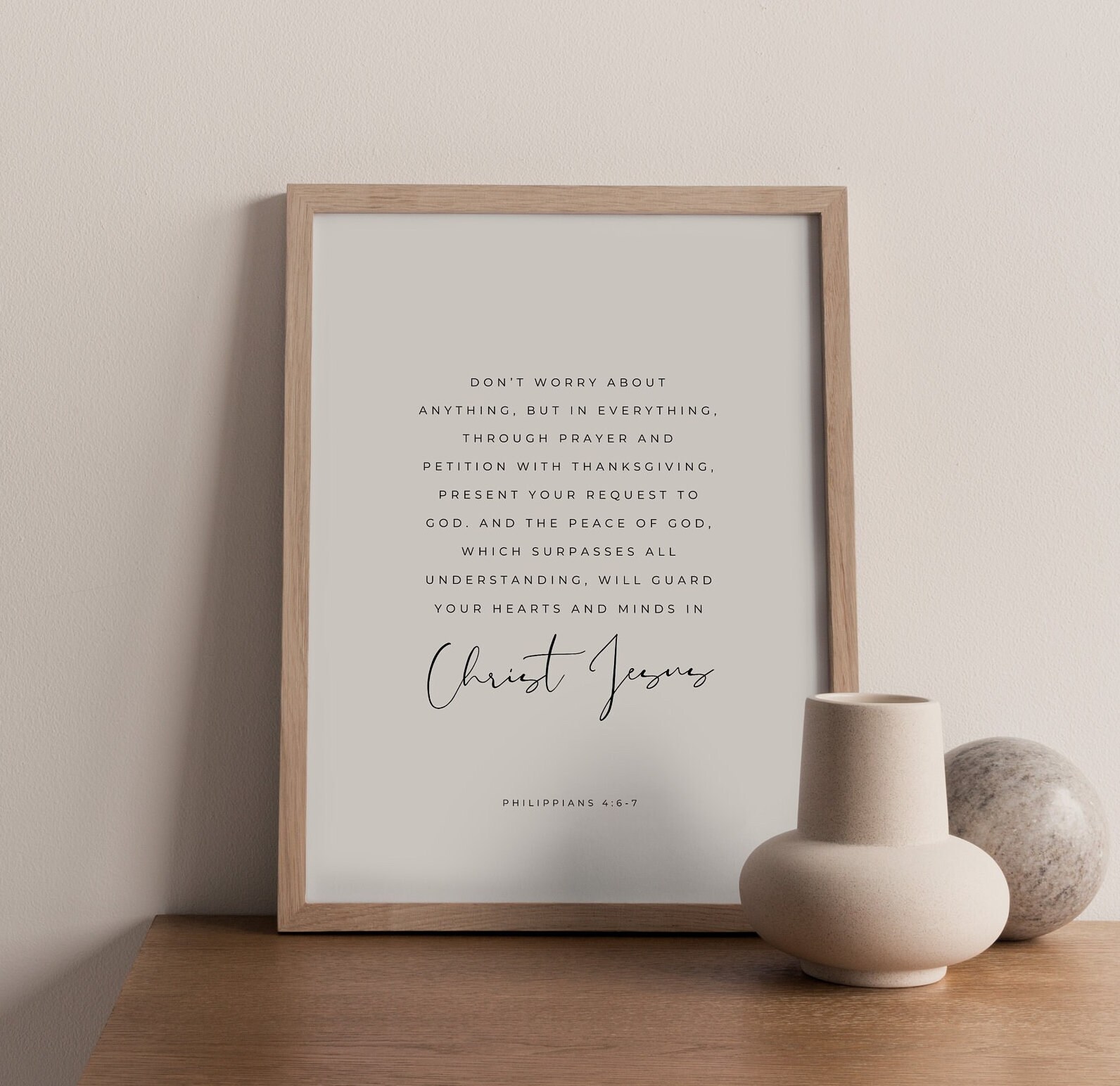 Philippians 4:6-7, Don't Worry About Anything, Bible Verse Wall Art ...