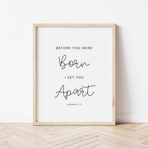 Jeremiah 1:5, Before You Were Born I Set You Apart, Nursery Bible Verse Wall Art, Nursery Scripture, Christian Nursery Print, Nursery Decor