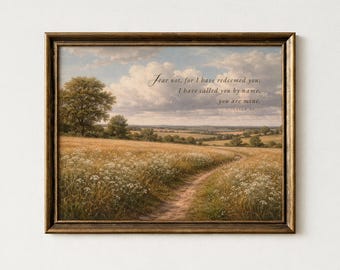 Isaiah 43:1 Vintage Landscape Bible Verse Art (Digital Download