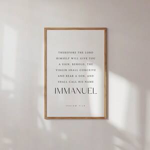 Isaiah 7:14, The Virgin Will Conceive & Give Birth to a Son, Christian Christmas Print, Christmas Bible Verse Wall Art, Christmas Scripture