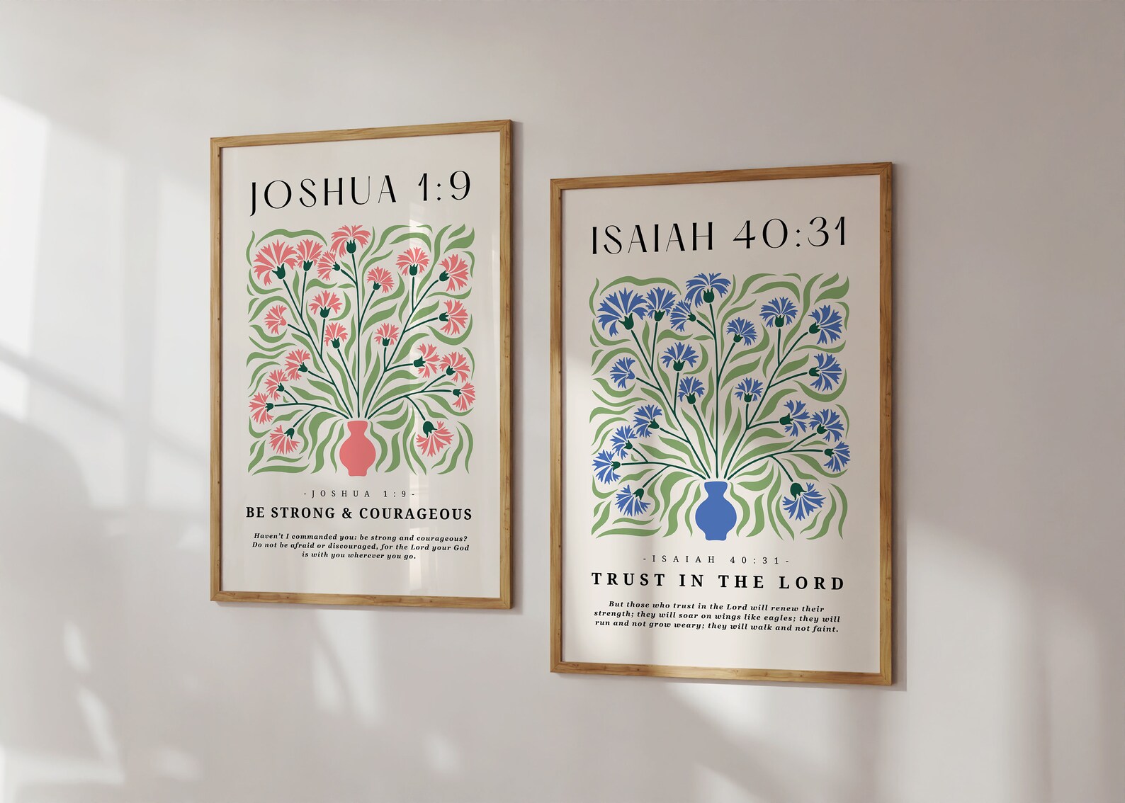 Set of 2 Bible Verse Printable, Bible Verse Wall Art, Christian Prints ...