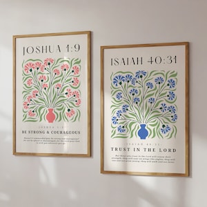 Set of 2 Bible Verse Printable, Bible Verse Wall Art, Christian Prints, Christian Wall Art, Scripture Wall Art, Modern Christian Wall Art