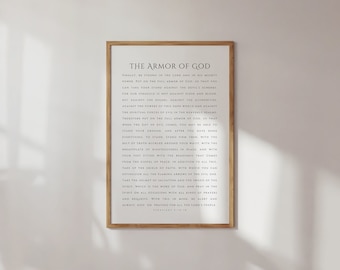 Epheser 6: 10-18, Die Rüstung Gottes, moderne christliche Wandkunst, druckbarer Bibelvers, Schriftdruck, christliches druckbares biblisches Poster